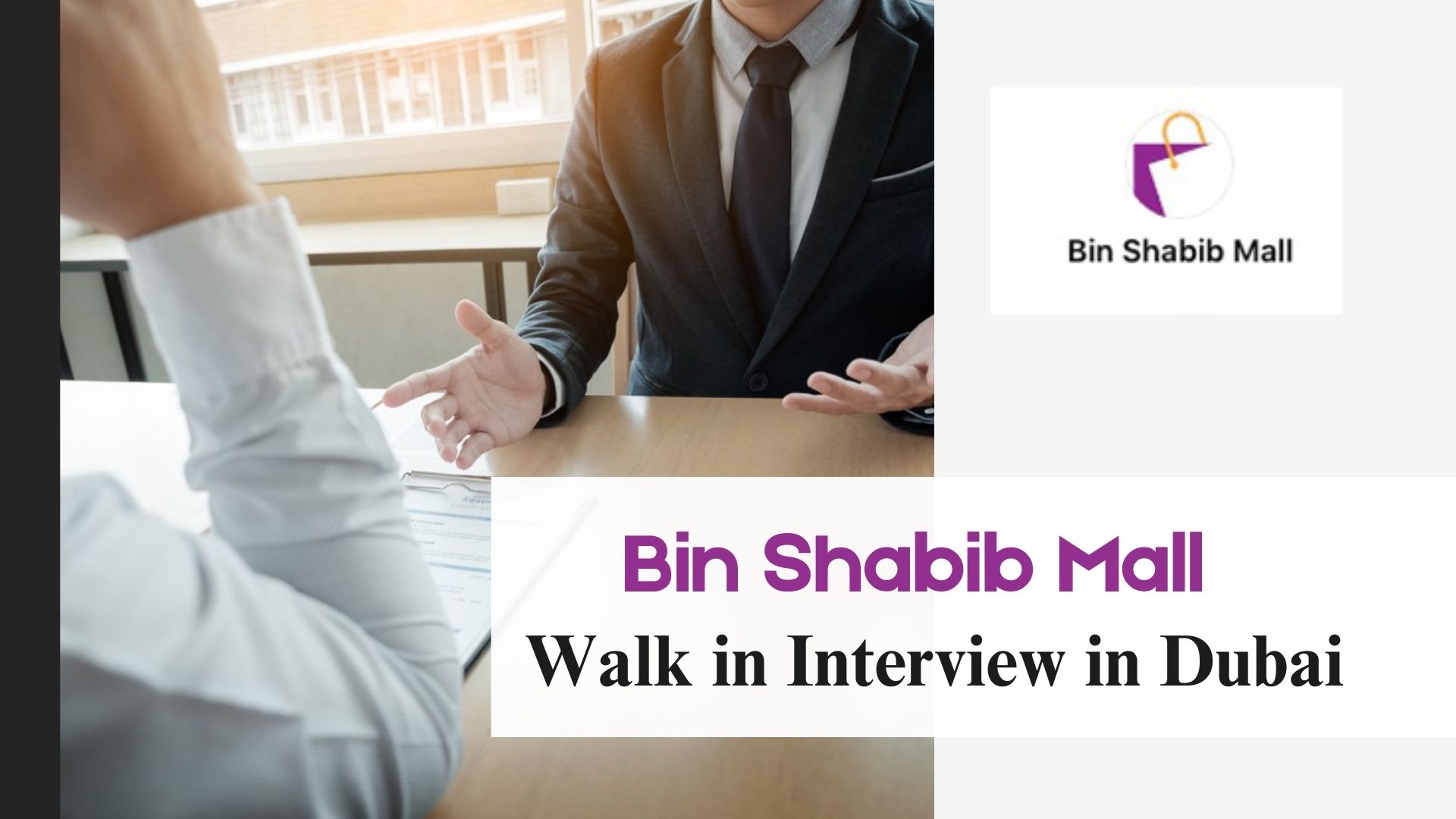 Bin Shabib Mall Calls for Walk in Interview in Dubai